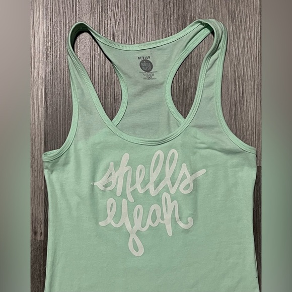 the Printed Palette Mint “shells yeah” Racerback Tank - Sz Women’s Medium - Picture 7 of 8